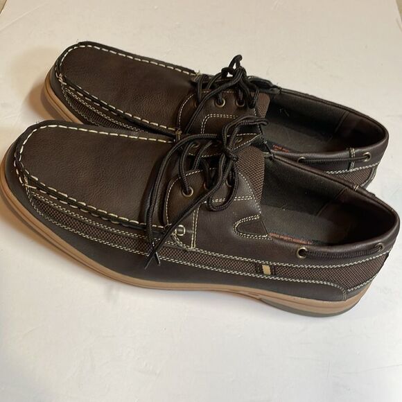 Tan’s by Transmith Leather Shoes men’s chocolate brown top siders. Size 11.5. - Picture 5 of 8